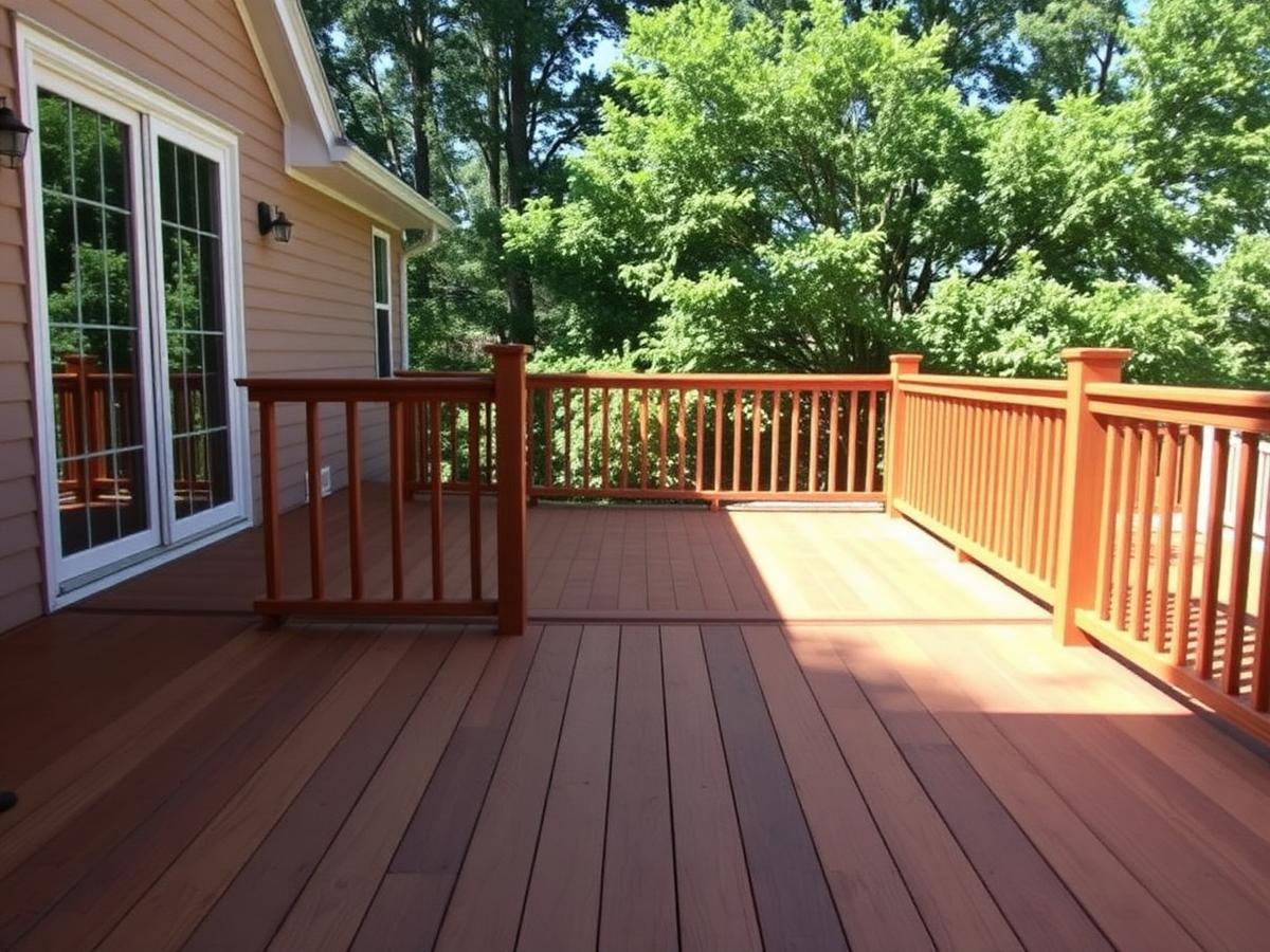 Rebuilt backyard deck with new railings