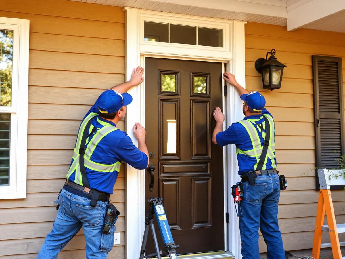 New exterior door being installed on a home