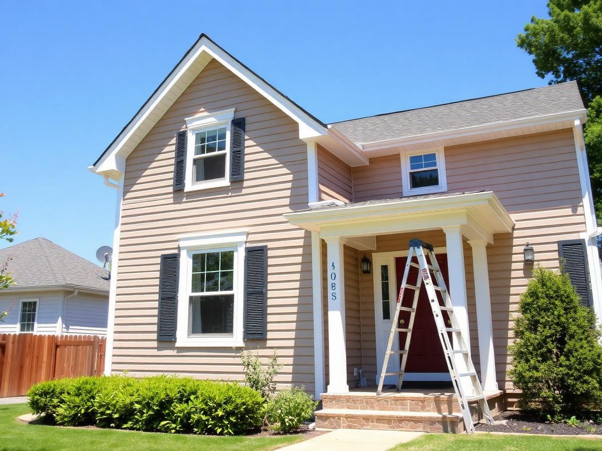 Repaired and repainted home exterior siding